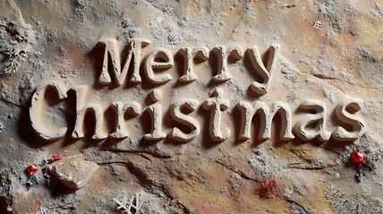 Image showing Sandstone Merry Christmas concept creative horizontal art poster.