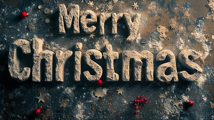 Image showing Sandstone Merry Christmas concept creative horizontal art poster.