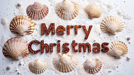 Image showing Words Merry Christmas created in Scallop Shell Letters.