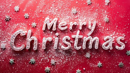 Image showing Shiny Surface Merry Christmas concept creative horizontal art poster.