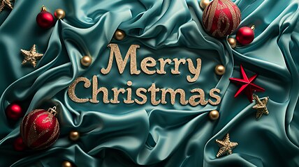 Image showing Silk Merry Christmas concept creative horizontal art poster.