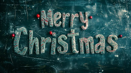 Image showing Slate Stone Merry Christmas concept creative horizontal art poster.