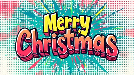 Image showing Words Merry Christmas created in Pop Art.