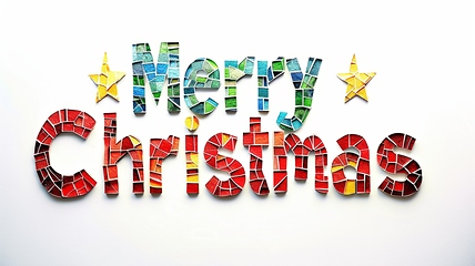 Image showing Words Merry Christmas created in Paper Mosaic.