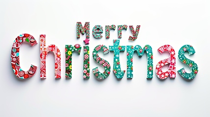 Image showing Words Merry Christmas created in Paper Mosaic.