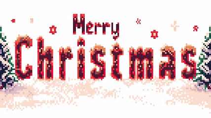 Image showing Words Merry Christmas created in Pixel Art.