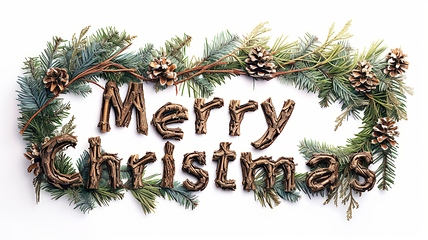 Image showing Words Merry Christmas created in Pine Twig Letters.