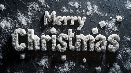 Image showing Pumice Stone Merry Christmas concept creative horizontal art poster.