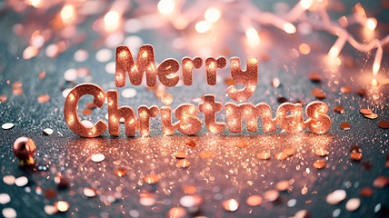 Image showing Rose Gold Merry Christmas concept creative horizontal art poster.