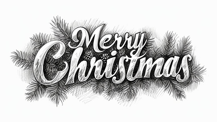 Image showing Words Merry Christmas created in Realistic Pencil Drawing.