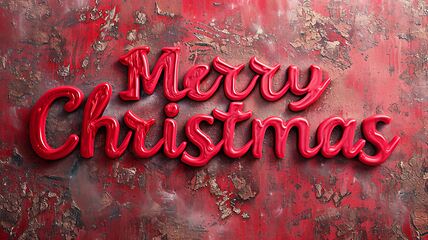 Image showing Red Marble Merry Christmas concept creative horizontal art poster.