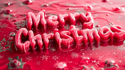 Image showing Red Slime Merry Christmas concept creative horizontal art poster.