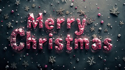 Image showing Ruby Crystal Merry Christmas concept creative horizontal art poster.