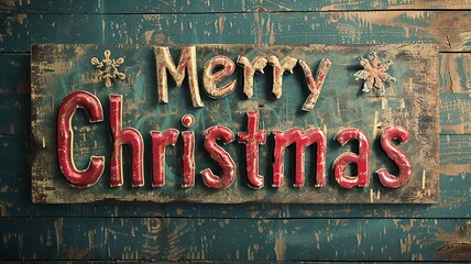 Image showing Rustic Leather Merry Christmas concept creative horizontal art poster.