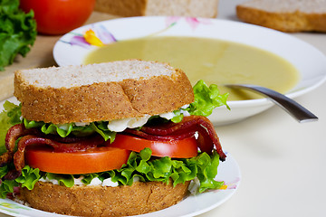 Image showing Soup and sandwich