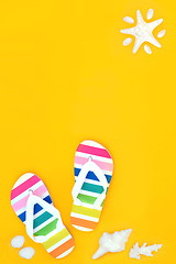 Image showing Summer Holiday Travel with Rainbow Flip Flops