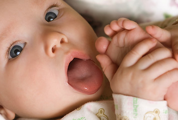 Image showing baby in a bed