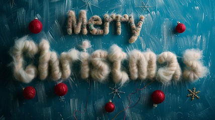 Image showing Wool Merry Christmas concept creative horizontal art poster.