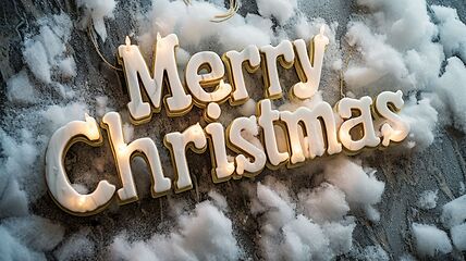 Image showing White Marble Merry Christmas concept creative horizontal art poster.