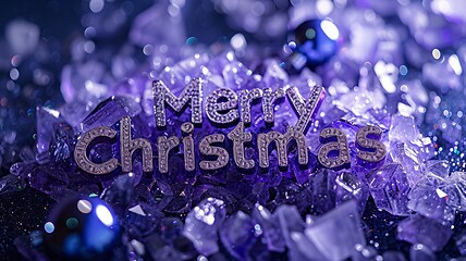 Image showing Tanzanite Crystal Merry Christmas concept creative horizontal art poster.