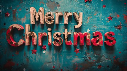 Image showing Textured Plaser Merry Christmas concept creative horizontal art poster.