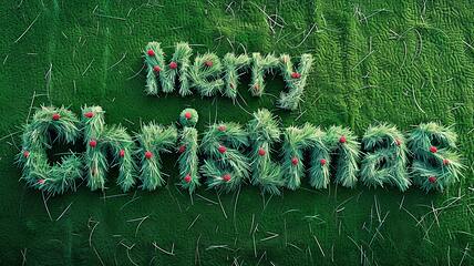 Image showing Turf Merry Christmas concept creative horizontal art poster.