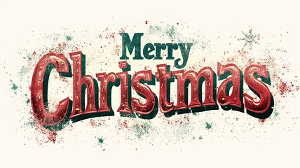 Image showing Words Merry Christmas created in Vintage Typography.