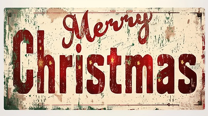 Image showing Words Merry Christmas created in Vintage Typography.