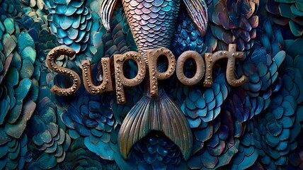 Image showing Metallic Fish Scale Support concept creative horizontal art poster.