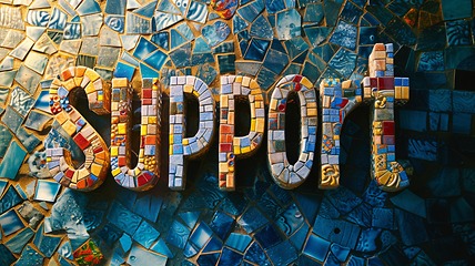 Image showing Mosaic Tile Support concept creative horizontal art poster.