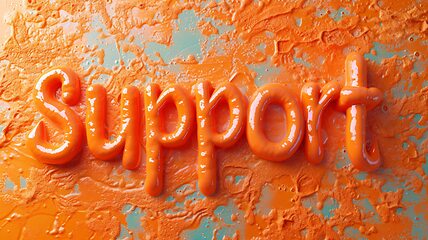 Image showing Orange Slime Support concept creative horizontal art poster.