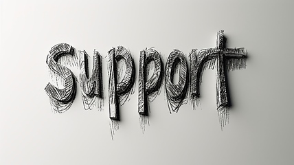 Image showing The Word Support created in Charcoal Sketch.