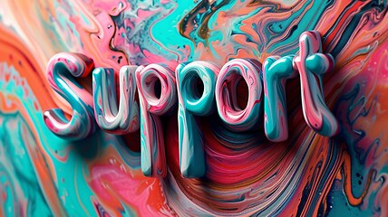 Image showing Colorful Marble Support concept creative horizontal art poster.