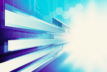 Image showing Connectivity, vortex or data stream in future cyberspace, digital information or cyber technology. Virtual, cloud computing or communication of design, hud network or graphic on mockup infrastructure