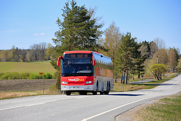 Image showing Red OnniBus FLEX Coach Bus on Road