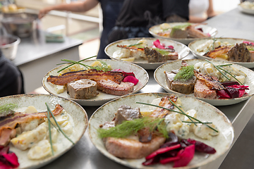 Image showing Gourmet meals ready for service