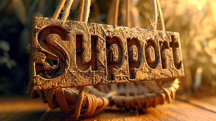 Image showing Golden Support concept creative horizontal art poster.