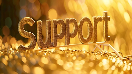 Image showing Golden Support concept creative horizontal art poster.