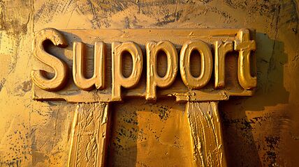 Image showing Golden Support concept creative horizontal art poster.