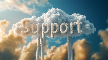 Image showing Heaven Support concept creative horizontal art poster.