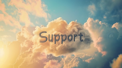 Image showing Heaven Support concept creative horizontal art poster.