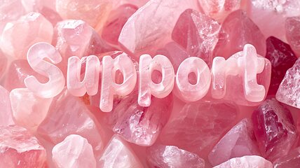 Image showing Rose Quartz Crystal Support concept creative horizontal art poster.