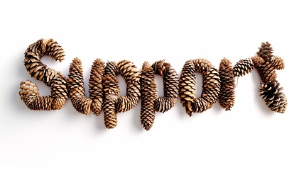 Image showing The Word Support created in Small Pinecone Letters.