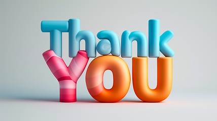 Image showing Words Thank You created in 3D Typography.