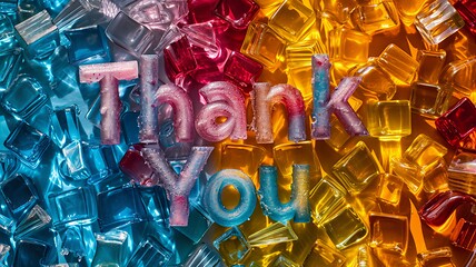 Image showing Colorful Glass Thank you concept creative art poster.