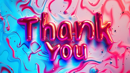 Image showing Colorful Glossy Surface Thank you concept creative art poster.