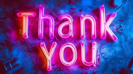 Image showing Colorful LED Thank you concept creative art poster.