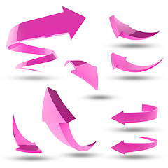 Image showing Graphic, arrows and icons with animation, creativity and direction isolated on white studio background. Empty, pink and color with aesthetic and artistic with poster and wallpaper with sign or design