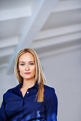 Image showing Studio, portrait and businesswoman with mockup space, professional and confident with pride. Female person, entrepreneur and sales woman for career or startup project and working with positivity