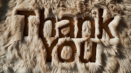 Image showing Beige Fur Thank you concept creative art poster.